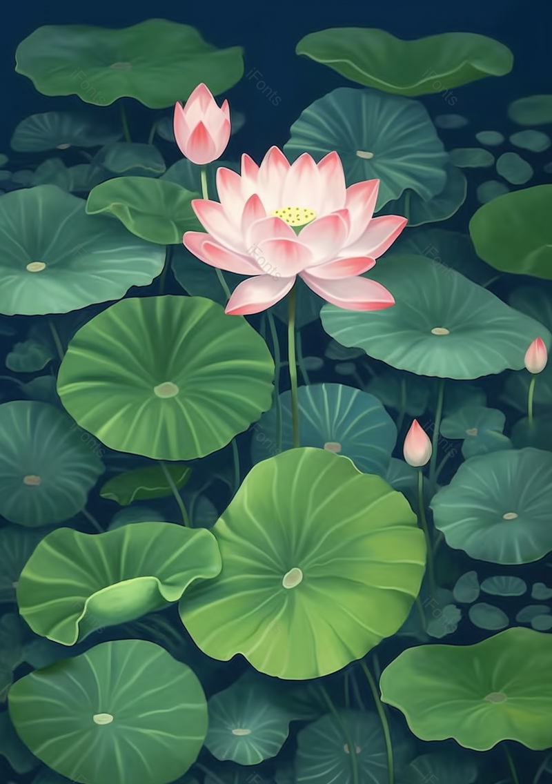 夏日荷花荷叶接天莲叶绿色插画背景,插画/手绘图,插画/手绘图库,插画/手绘图下载,插画/手绘